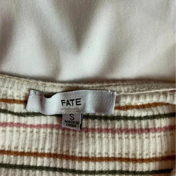 Fate by Anthropologie Striped Ruched Top 90% Cotton Size Small - Picture 4 of 5